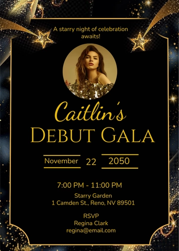 Starry Night Debut Invitation Template - Edit Online & Download