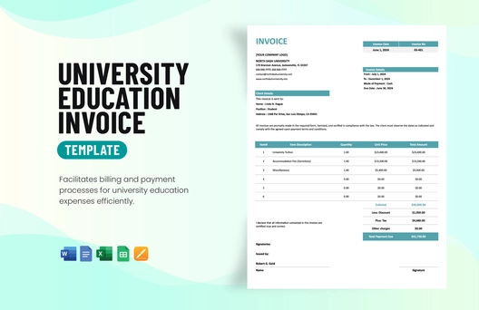 University Education Invoice Template