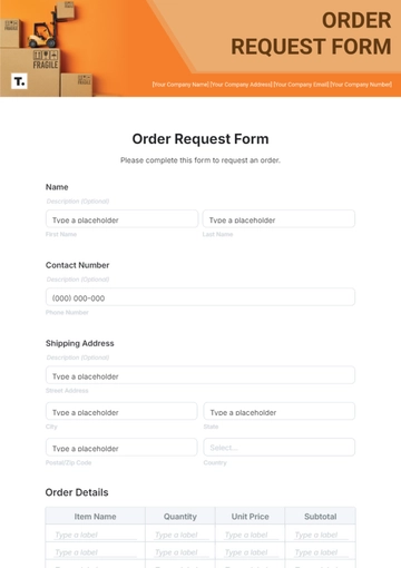 Order Request Form Template - Edit Online & Download
