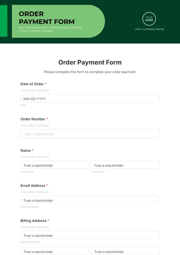 Order Payment Form Template - Edit Online & Download