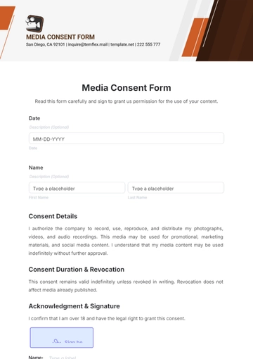 Media Consent Form Template - Edit Online & Download
