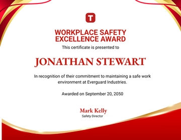 Red Workplace Safety Award Certificate Template - Edit Online & Download