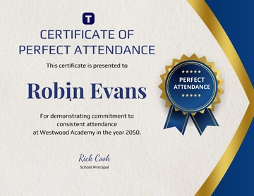 Perfect Attendance Award Certificate Template - Edit Online & Download