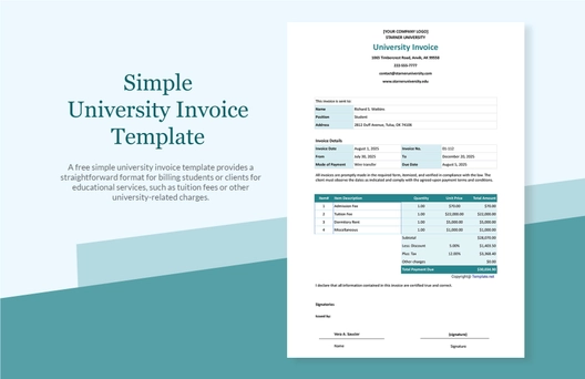 Simple University Invoice Template