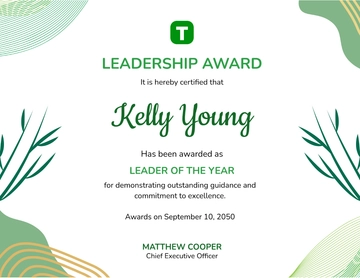 Green Leadership Award Certificate Template - Edit Online & Download