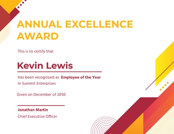 Modern Yearly Award Certificate Template - Edit Online & Download