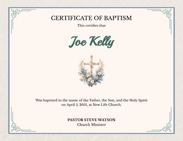 Baptism Certificate with Cross Design Template - Download | Template.net