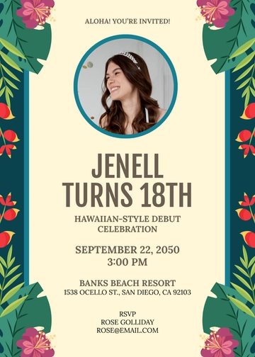 Creative Hawaiian Debut Invitation Template - Edit Online & Download