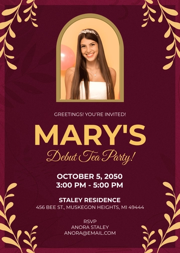 Aesthetic Tea Party Debut Invitation Template - Edit Online & Download