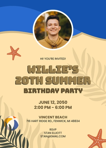 Summer Birthday Party Invitation Template - Edit Online & Download