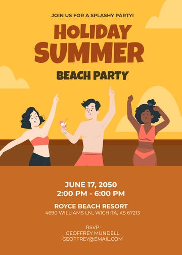 Yellow and Orange Holiday Summer Party Invitation Template - Edit Online & Download