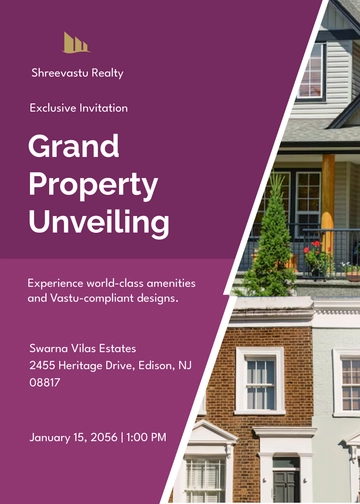 Hindi Real Estate Invitation Card Template - Edit Online & Download