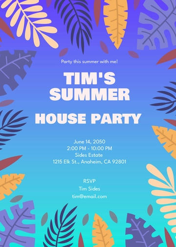 Vibrant Summer Party Bash Invitation Template - Edit Online & Download