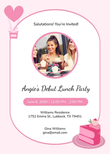 Simple Debut Lunch Invitation Template - Edit Online & Download
