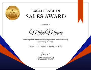 Professional Sales Award Certificate Template - Edit Online & Download