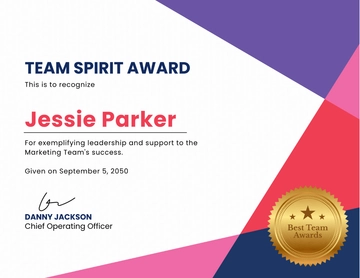 Team Spirit Award Certificate Template - Edit Online & Download
