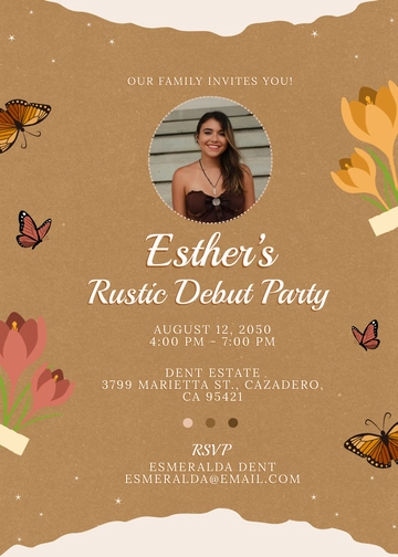 Rustic-Style Debut Invitation Template - Edit Online & Download