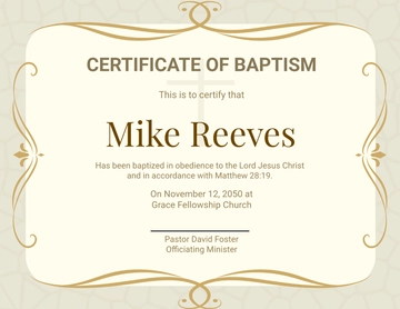 Adult Baptism Certificate Template - Edit Online & Download