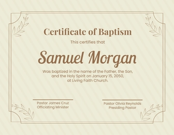 Vintage Style Baptism Certificate Template - Edit Online & Download