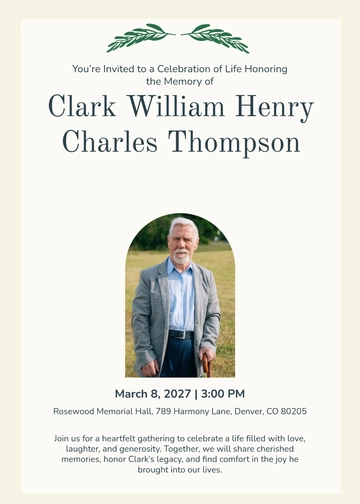 Celebration of Life Invitation Template - Edit Online & Download