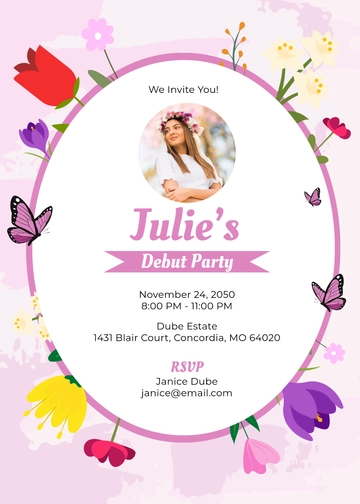 Colorful Wildflower Debut Invitation Template - Edit Online & Download