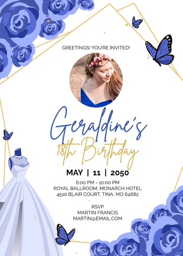 Royal Blue Debut Invitation Template - Edit Online & Download