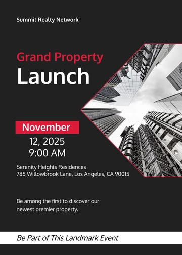 Real Estate Property Launch Invitation Card Template - Edit Online & Download