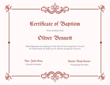 Anglican Baptism Certificate Template - Edit Online & Download