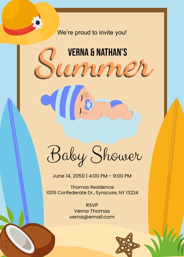 Summer Baby Shower Party Invitation Template - Edit Online & Download