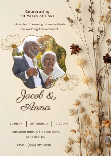 Rustic-Style Wedding Anniversary Invitation Template - Edit Online & Download