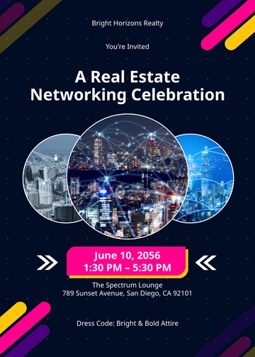 Colorful Real Estate Gathering Invitation Card Template - Edit Online & Download