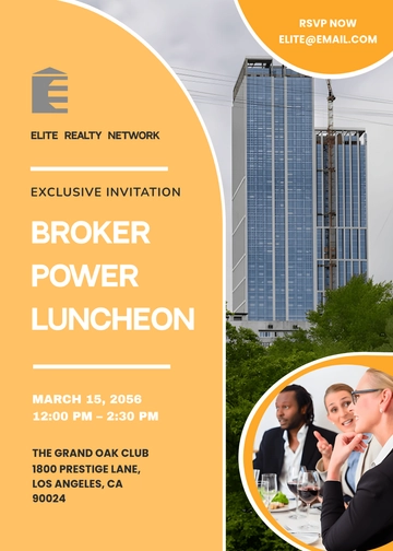 Real Estate Broker Luncheon Invitation Card Template - Edit Online & Download