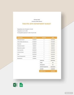 University Department Budget Template