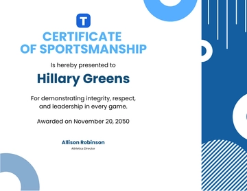 Blank Sportsmanship Award Certificate Template - Edit Online & Download