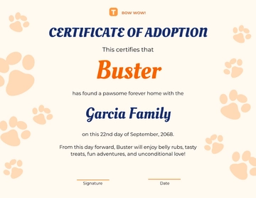 Bow Wow Adoption Certificate Template - Edit Online & Download