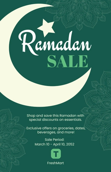 Green Ramadan Sale Poster Template - Edit Online & Download