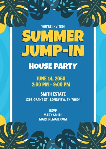 Creative Summer Jump-In Party Invitation Template - Edit Online & Download