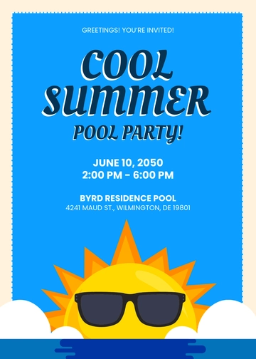 Cool Summer Party Invitation Template - Edit Online & Download