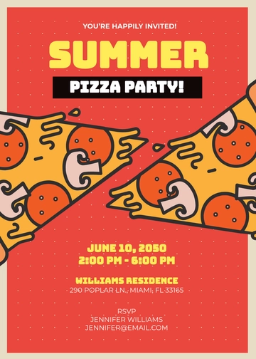 Modern Summer Pizza Party Invitation Template - Edit Online & Download
