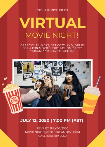 Virtual Movie Night Invitation Template - Edit Online & Download