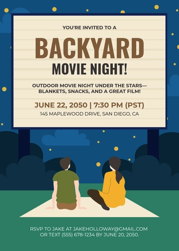 Backyard Movie Night Invitation Template - Edit Online & Download