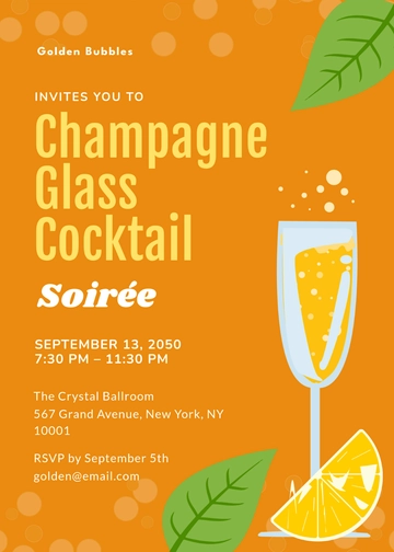 Champagne Glass Cocktail Invitation Template - Edit Online & Download