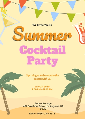 Creative Summer Cocktail Party Invitation Template - Edit Online & Download