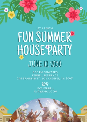 Fun Summer Party Invitation Template - Edit Online & Download