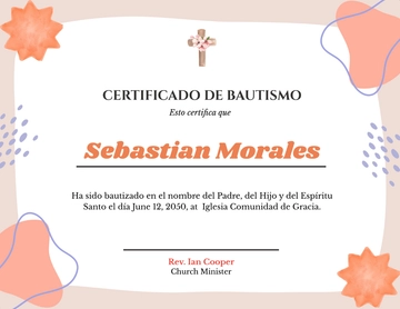 Creative Baptism Certificate in Spanish Template - Download | Template.net