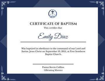 Southern Baptist Baptism Certificate Template - Download | Template.net