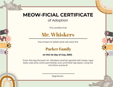 Fun Kitty Cat Adoption Certificate Template - Download | Template.net