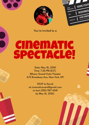 Aesthetic Movie Night Event Invitation Template - Edit Online & Download