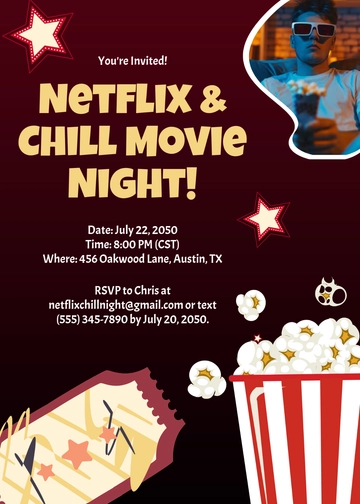 Chill Movie Night Invitation Template - Edit Online & Download