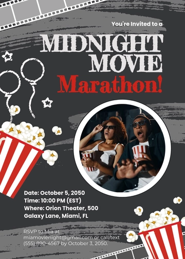 Editable Chalkboard Movie Night Invitation Template - Edit Online & Download
